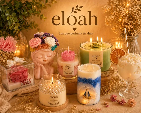 Colección de velas aromáticas de Eloah en distintos tamaños