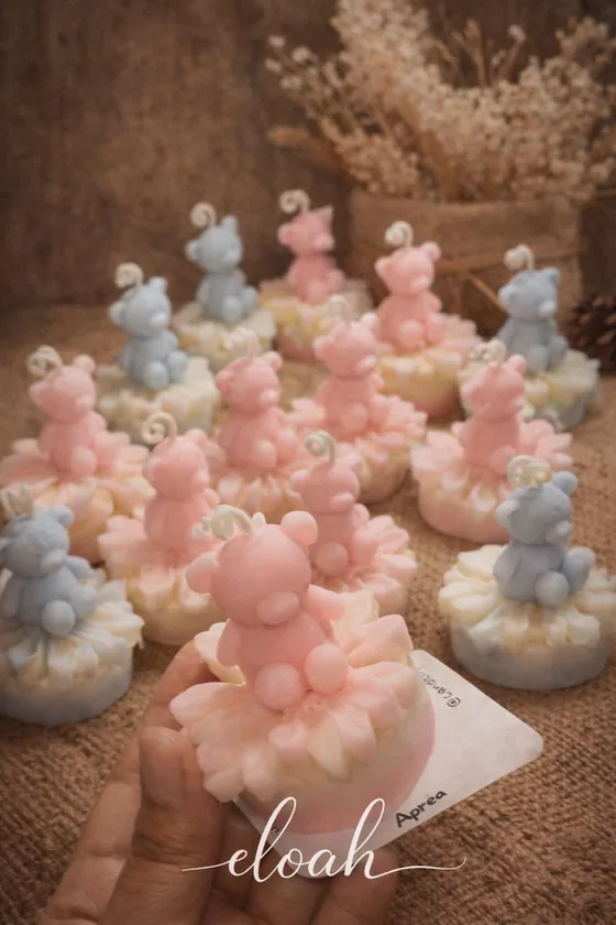 Velas de ositos en rosa y azul para recordatorios